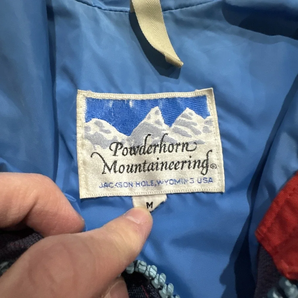 Vintage 1980s Powderhorn Mountaineering Jacket Red Hooded Outdoor Coat Sz Medium